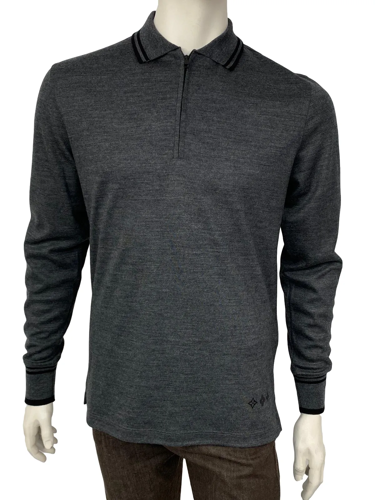 Monogram Detail Long Sleeve Polo