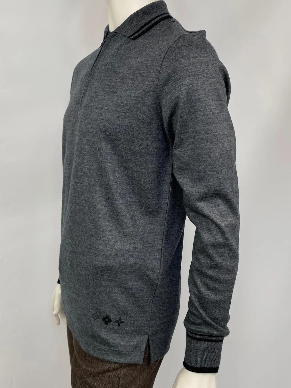 Monogram Detail Long Sleeve Polo