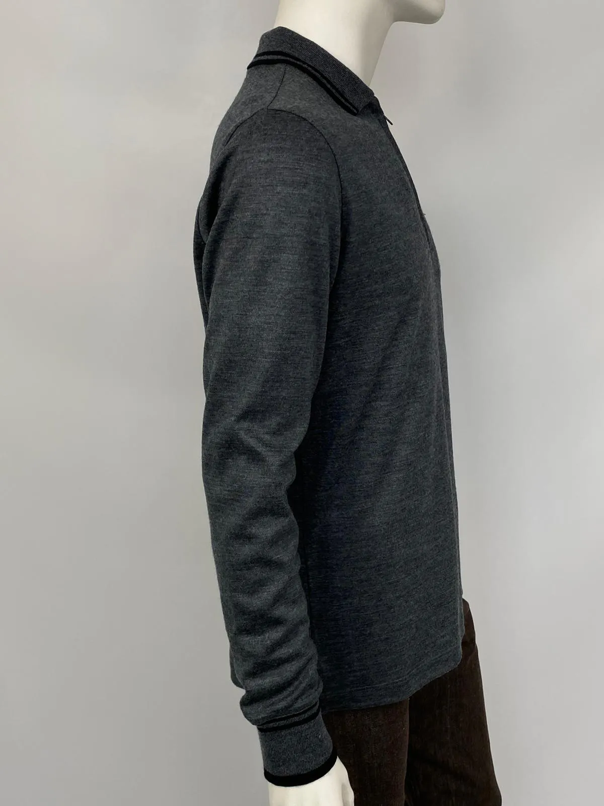Monogram Detail Long Sleeve Polo