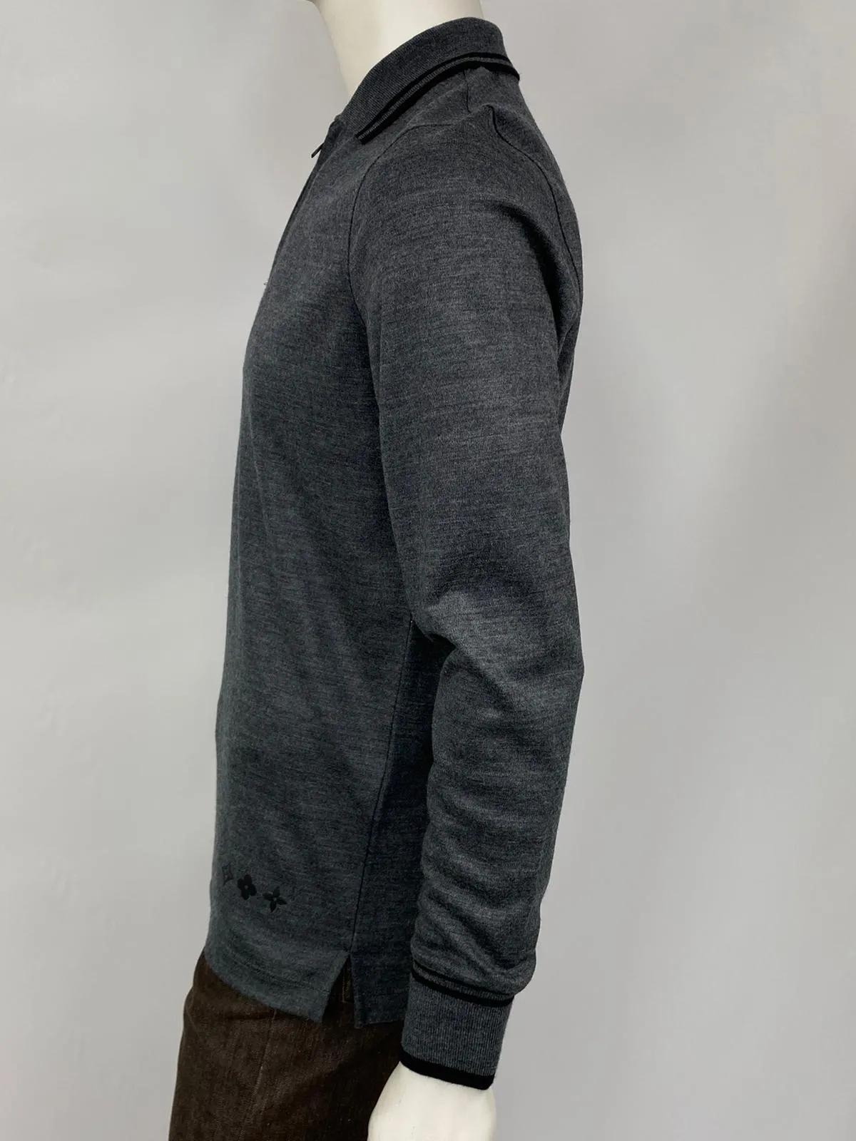 Monogram Detail Long Sleeve Polo
