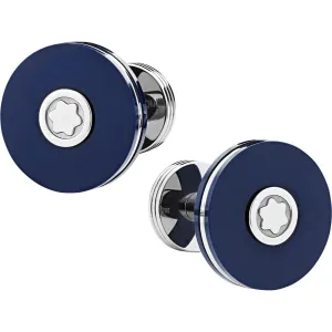 Montblanc round twins of fine steel with blue resin 123812