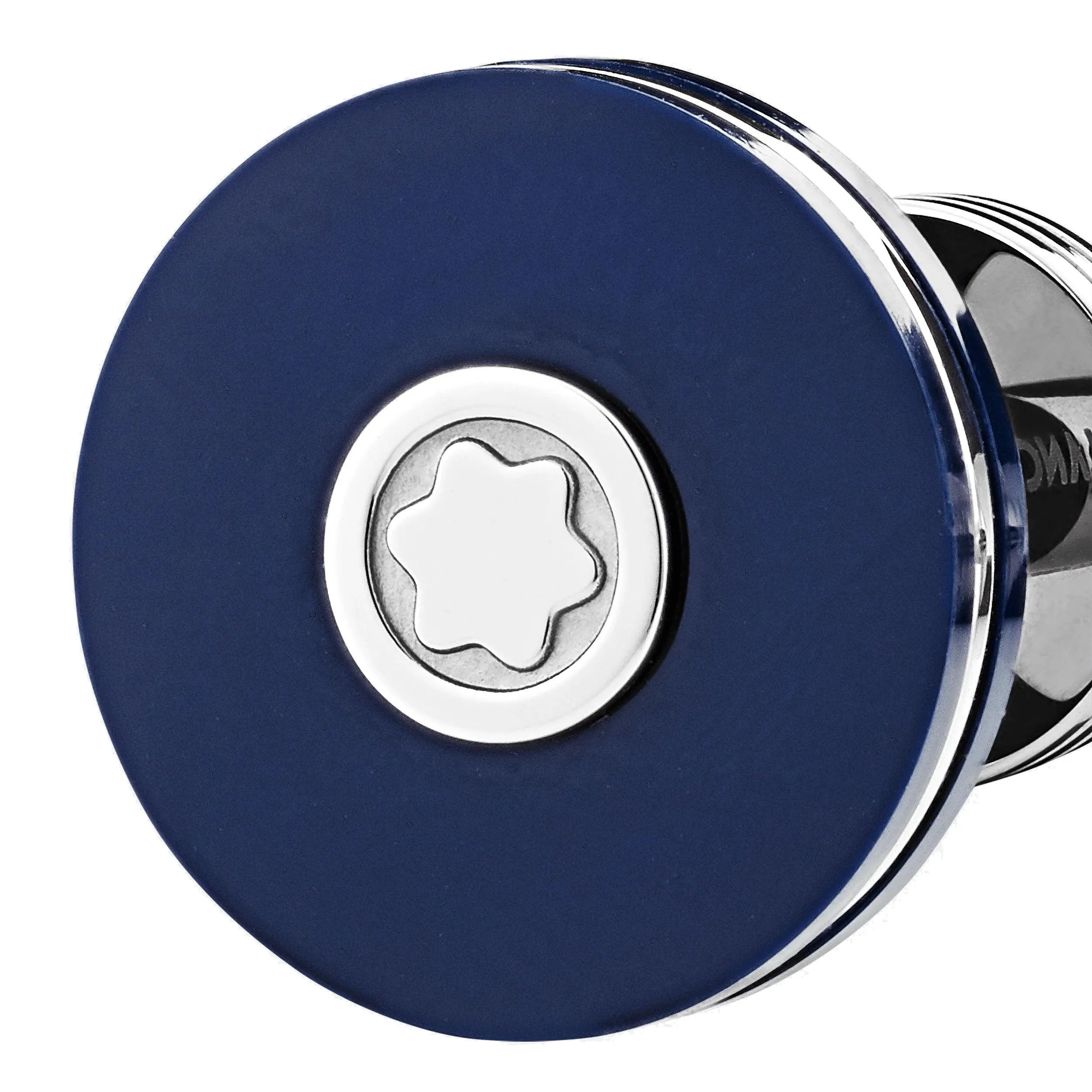 Montblanc round twins of fine steel with blue resin 123812