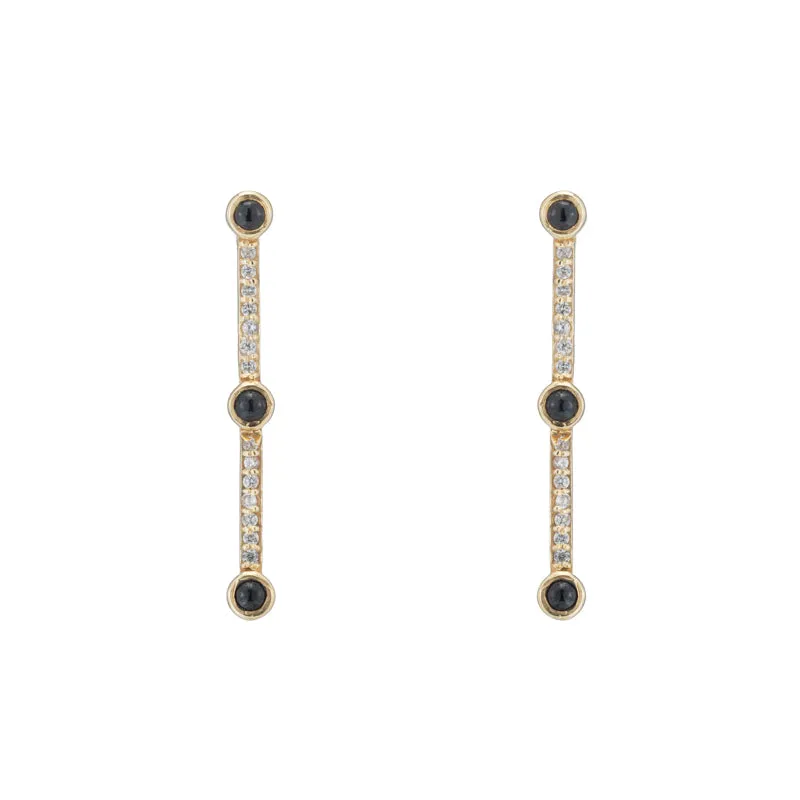 Montreal Pavé Bar and Gemstone Earrings