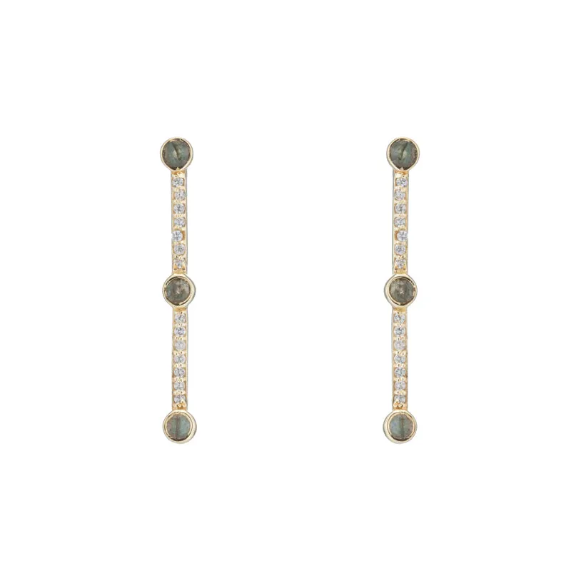 Montreal Pavé Bar and Gemstone Earrings