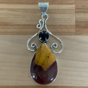 Mookaite Jasper & Garnet Solid 925 Sterling Silver Pendant