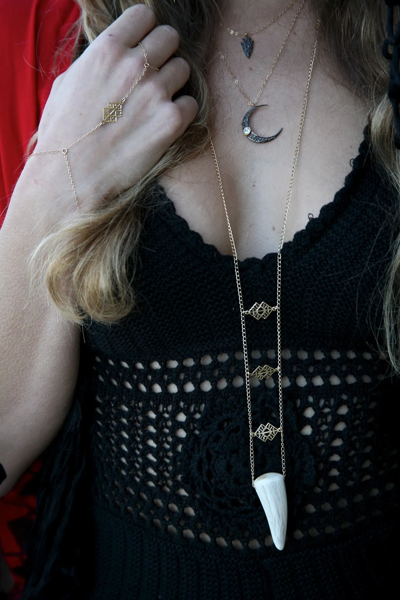 Moonstone Crescent Moon Necklace
