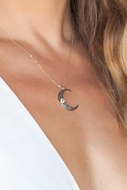 Moonstone Crescent Moon Necklace