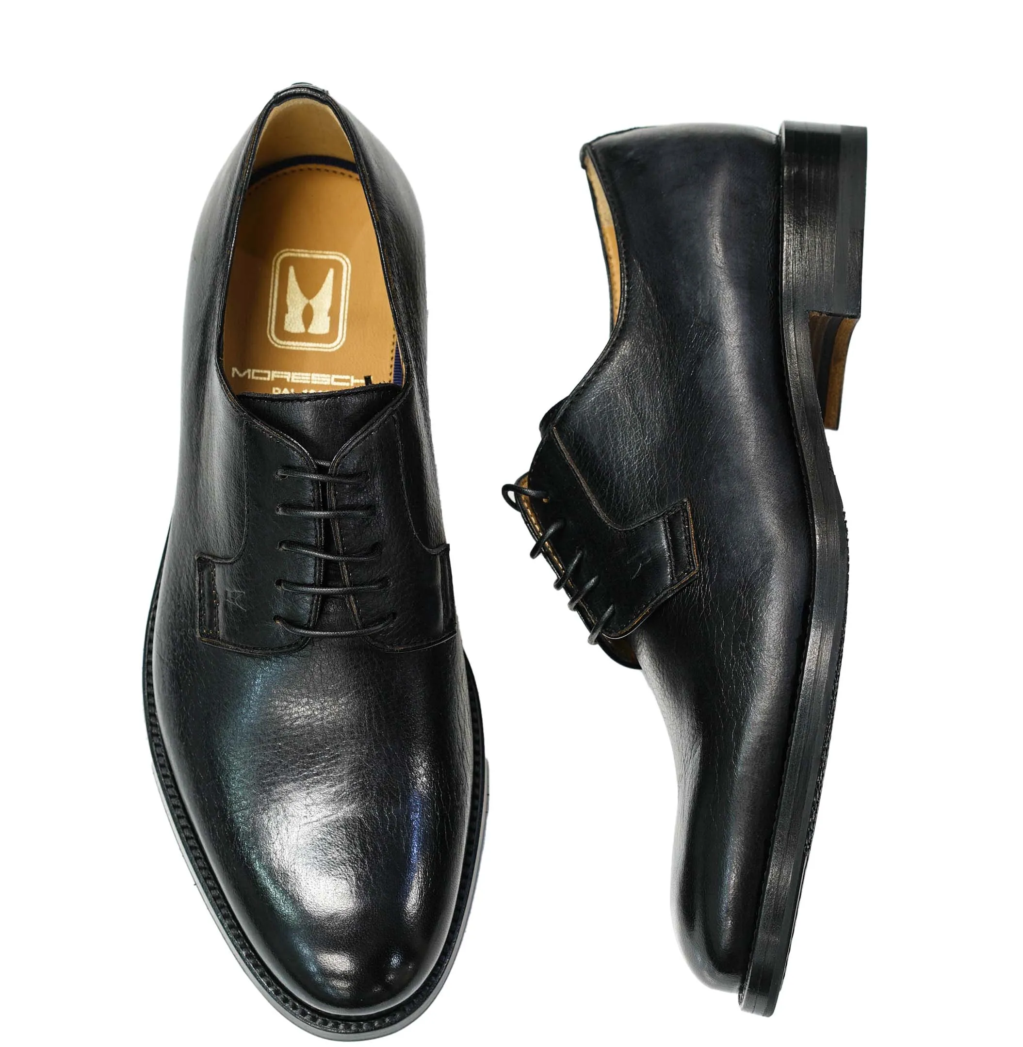 Moreschi Men's Black Cervo Leather Laceup 44193 30% OFF