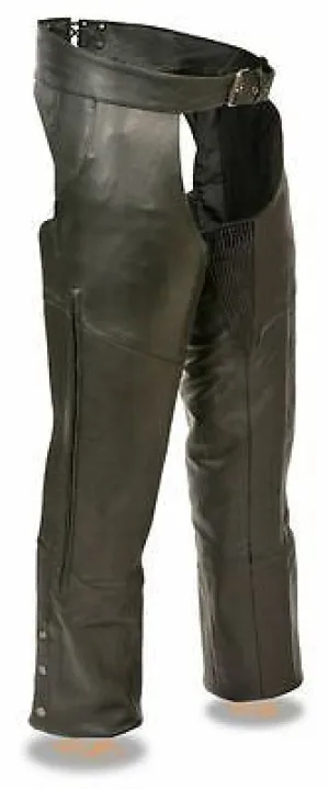 MOTORCYCLE MEN'S VENTED ZIPPER CHAP WITH STRETCH THIGS COW BUTTERSOFT NEW