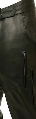 MOTORCYCLE MEN'S VENTED ZIPPER CHAP WITH STRETCH THIGS COW BUTTERSOFT NEW