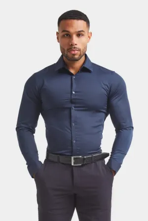 Muscle Fit Dress Shirt in Navy