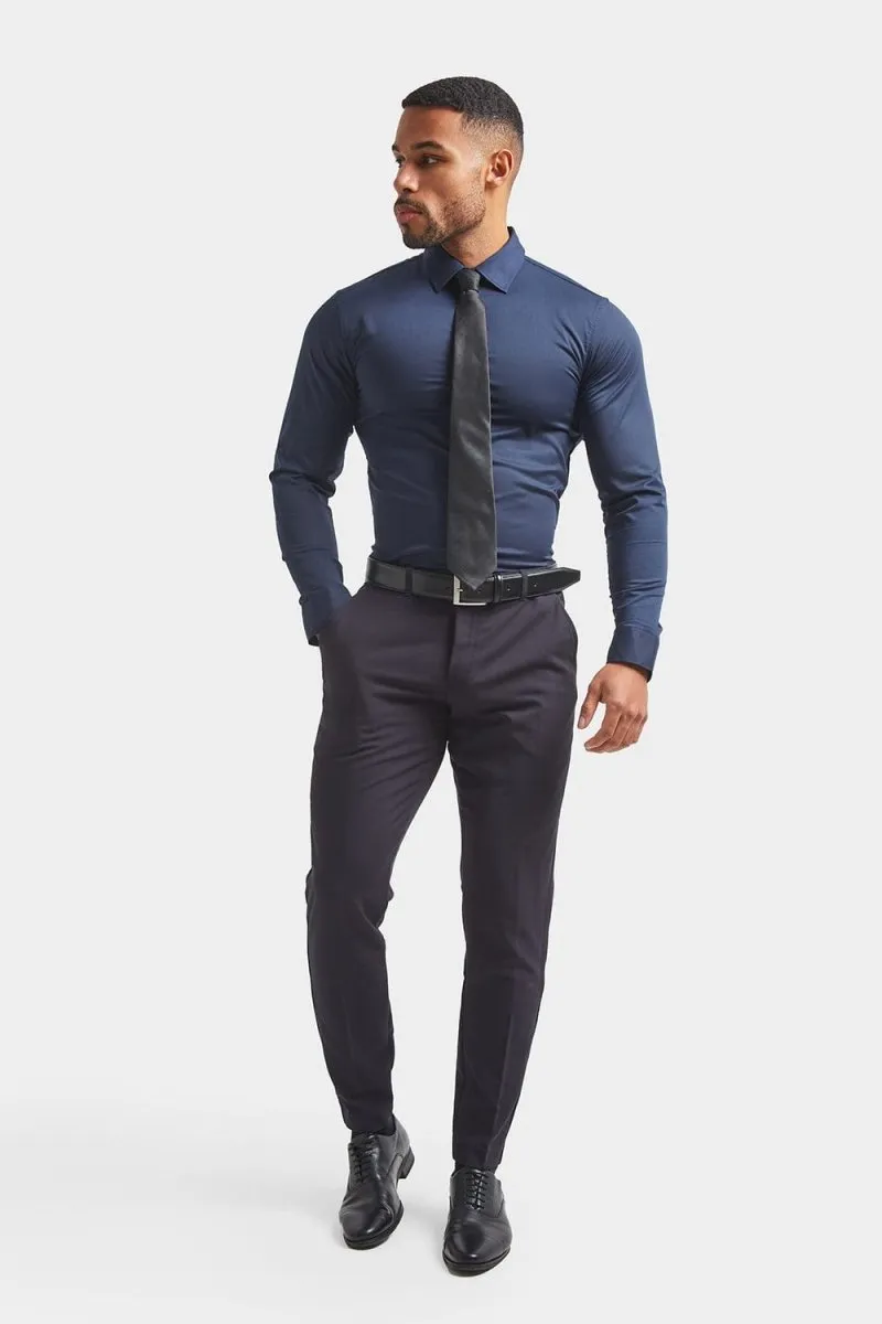 Muscle Fit Dress Shirt in Navy