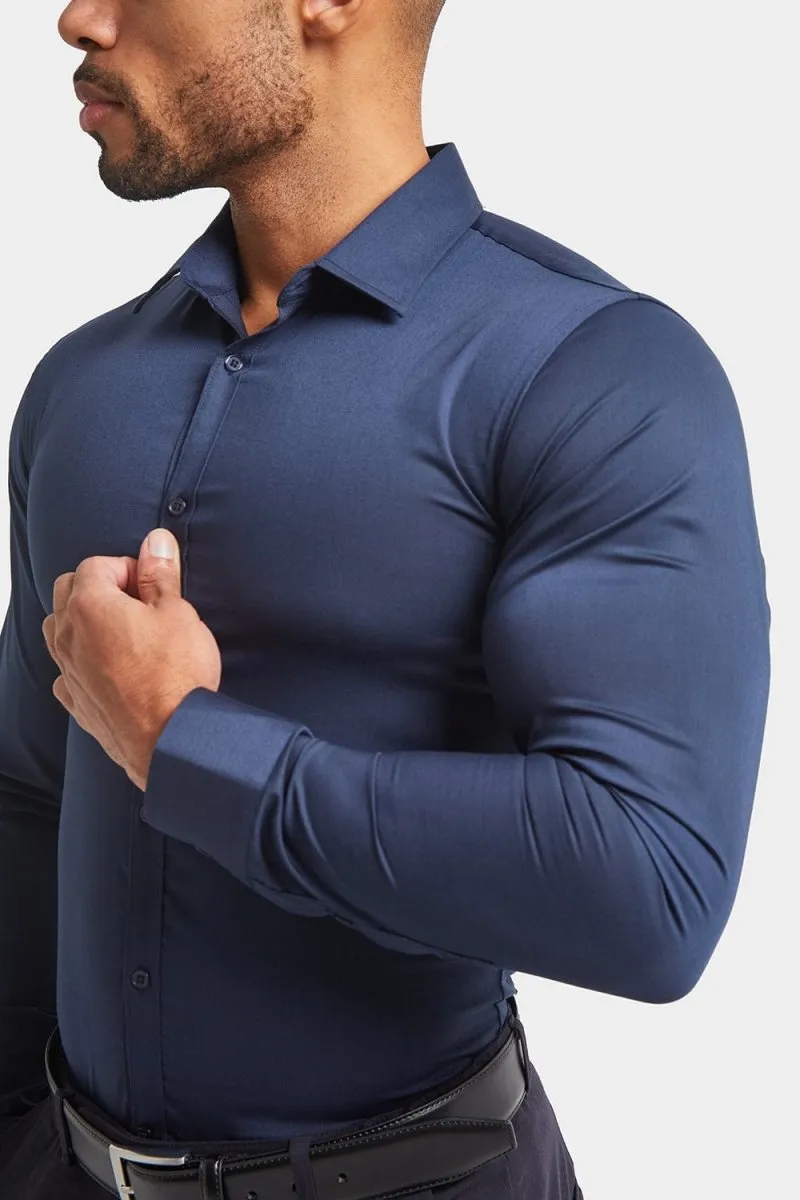 Muscle Fit Dress Shirt in Navy