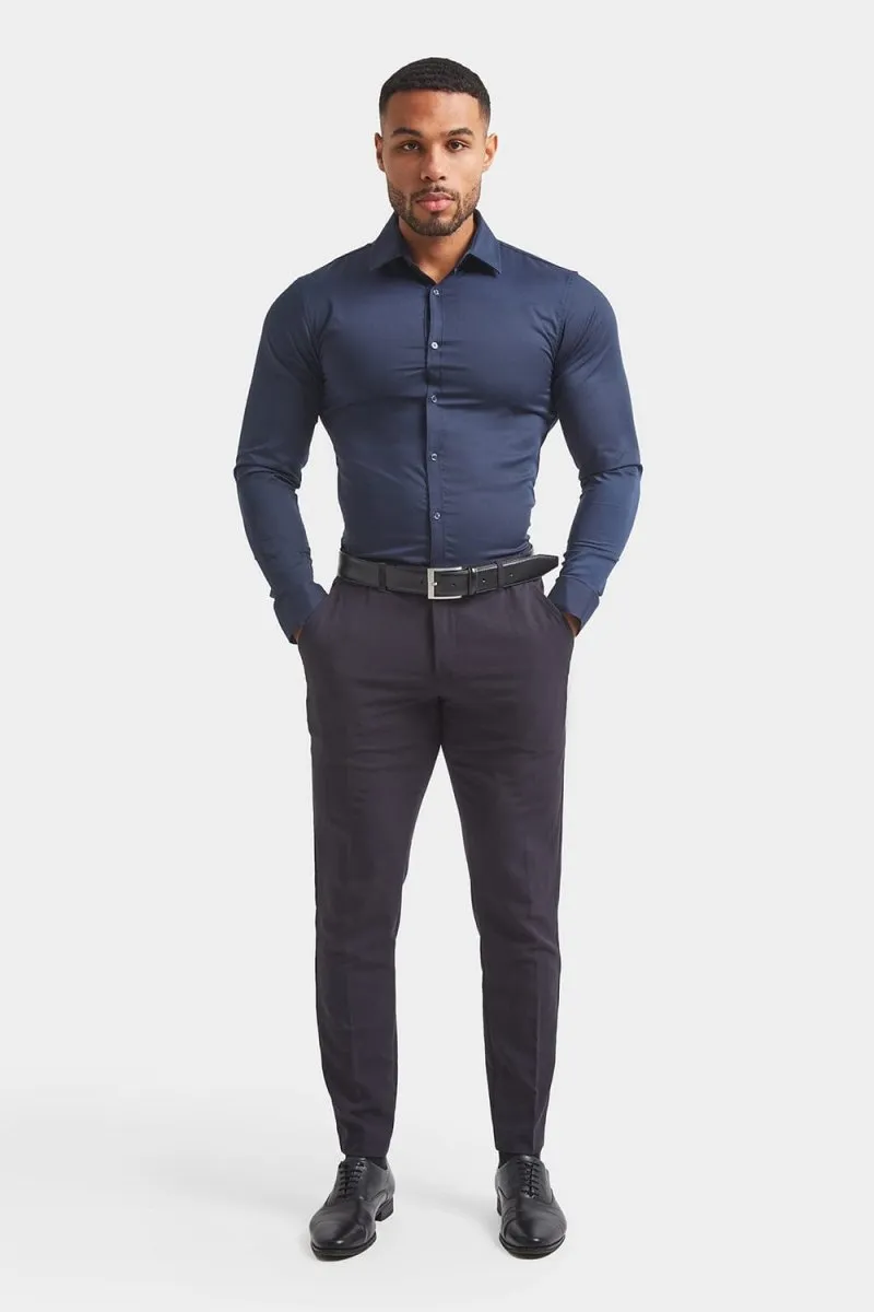 Muscle Fit Dress Shirt in Navy