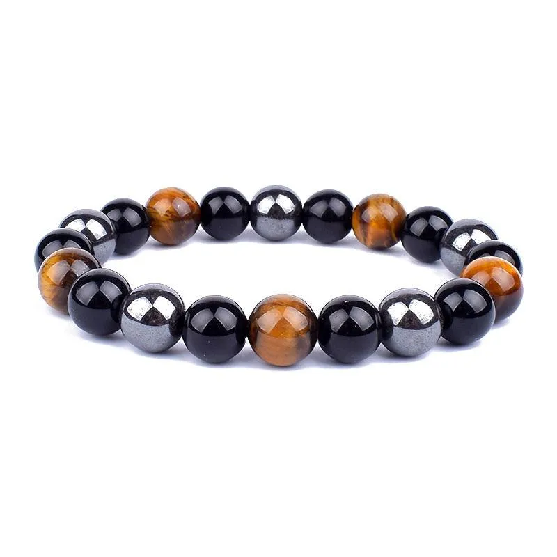 Natural Black Obsidian Hematite Tiger Eye Beads Bracelets Men for Magnetic Health Protection Women Jewelry Pulsera Hombre