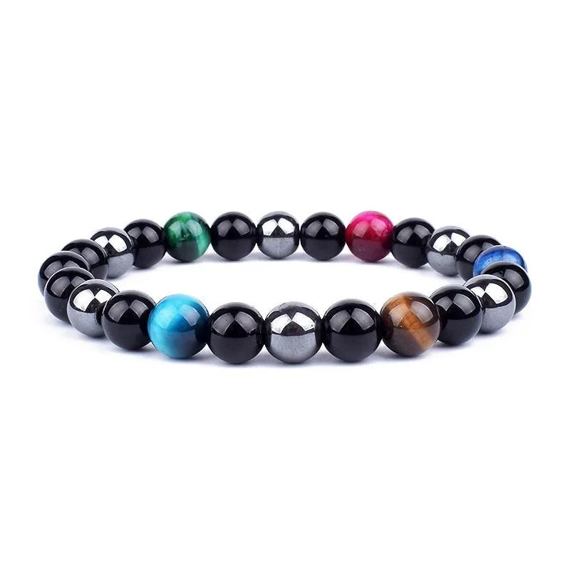 Natural Black Obsidian Hematite Tiger Eye Beads Bracelets Men for Magnetic Health Protection Women Jewelry Pulsera Hombre