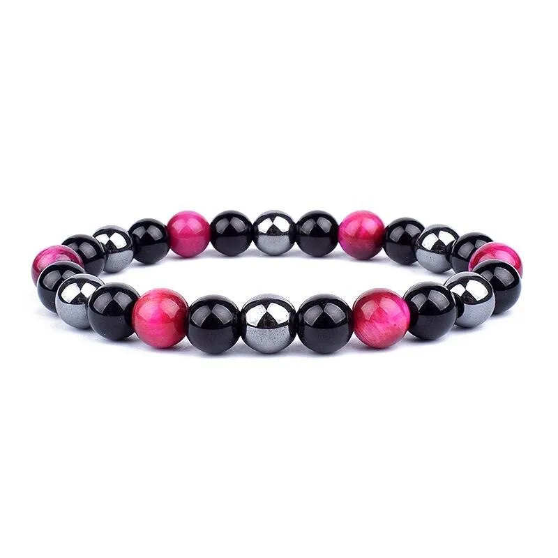 Natural Black Obsidian Hematite Tiger Eye Beads Bracelets Men for Magnetic Health Protection Women Jewelry Pulsera Hombre