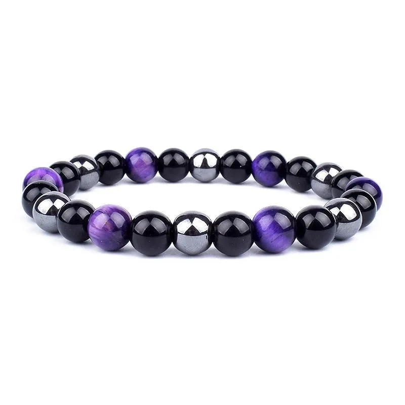 Natural Black Obsidian Hematite Tiger Eye Beads Bracelets Men for Magnetic Health Protection Women Jewelry Pulsera Hombre
