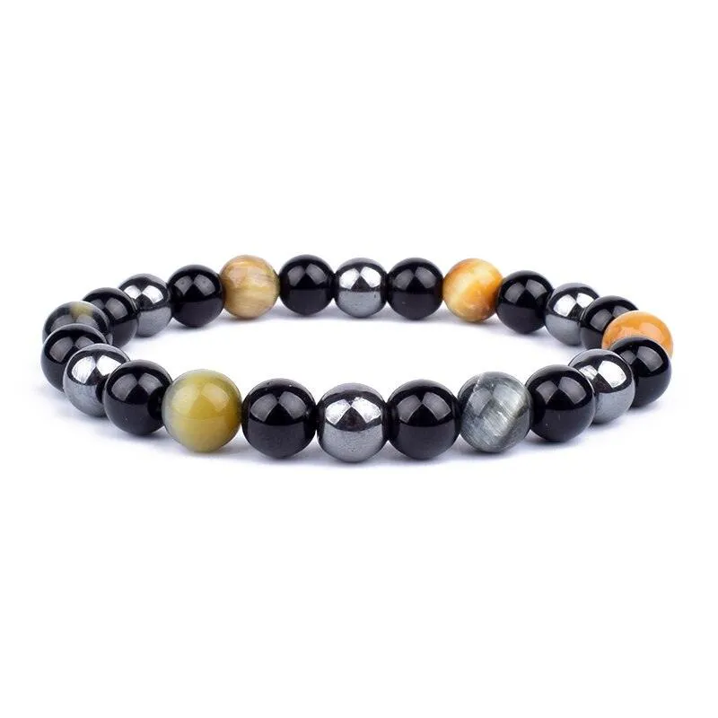 Natural Black Obsidian Hematite Tiger Eye Beads Bracelets Men for Magnetic Health Protection Women Jewelry Pulsera Hombre