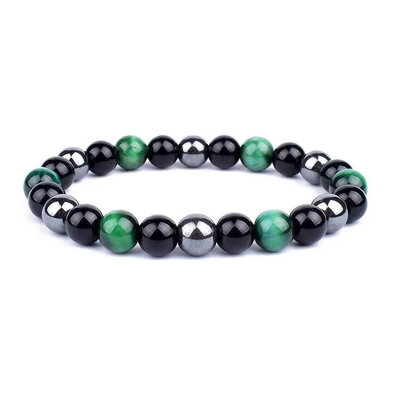 Natural Black Obsidian Hematite Tiger Eye Beads Bracelets Men for Magnetic Health Protection Women Jewelry Pulsera Hombre