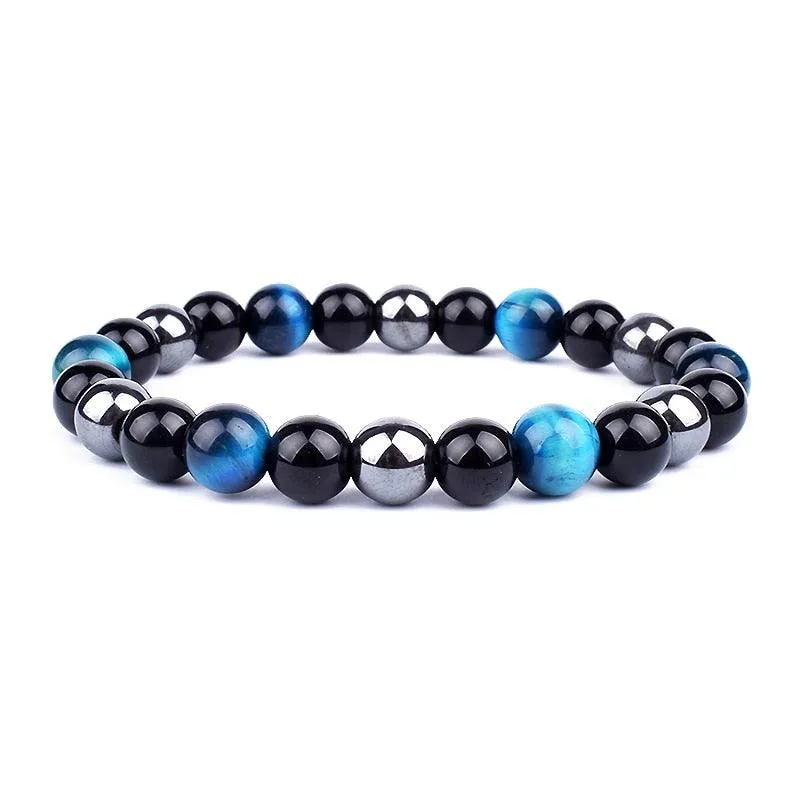 Natural Black Obsidian Hematite Tiger Eye Beads Bracelets Men for Magnetic Health Protection Women Jewelry Pulsera Hombre