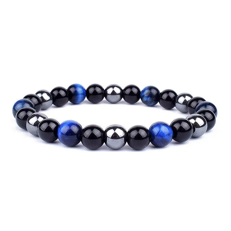 Natural Black Obsidian Hematite Tiger Eye Beads Bracelets Men for Magnetic Health Protection Women Jewelry Pulsera Hombre