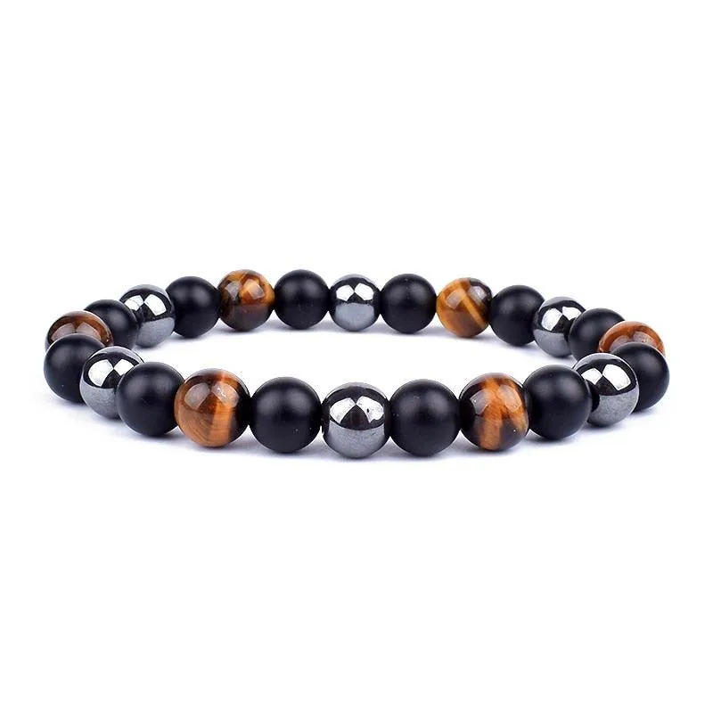 Natural Black Obsidian Hematite Tiger Eye Beads Bracelets Men for Magnetic Health Protection Women Jewelry Pulsera Hombre
