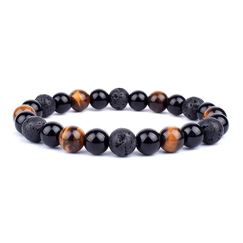 Natural Black Obsidian Hematite Tiger Eye Beads Bracelets Men for Magnetic Health Protection Women Jewelry Pulsera Hombre