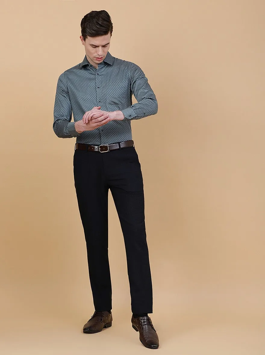 Navy Blue Checked Super Slim Fit Formal Trouser | JadeBlue