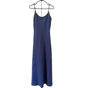 Navy blue formal classy beaded dress