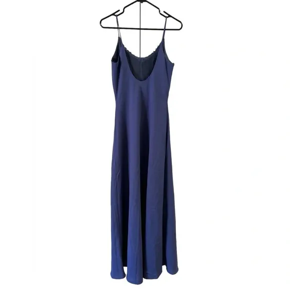 Navy blue formal classy beaded dress