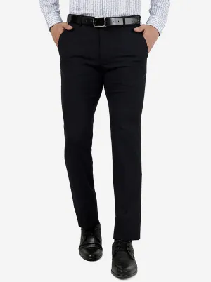 Navy Blue Solid Slim Fit Formal Trouser | JB Studio