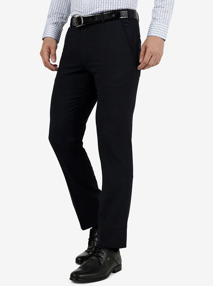 Navy Blue Solid Slim Fit Formal Trouser | JB Studio