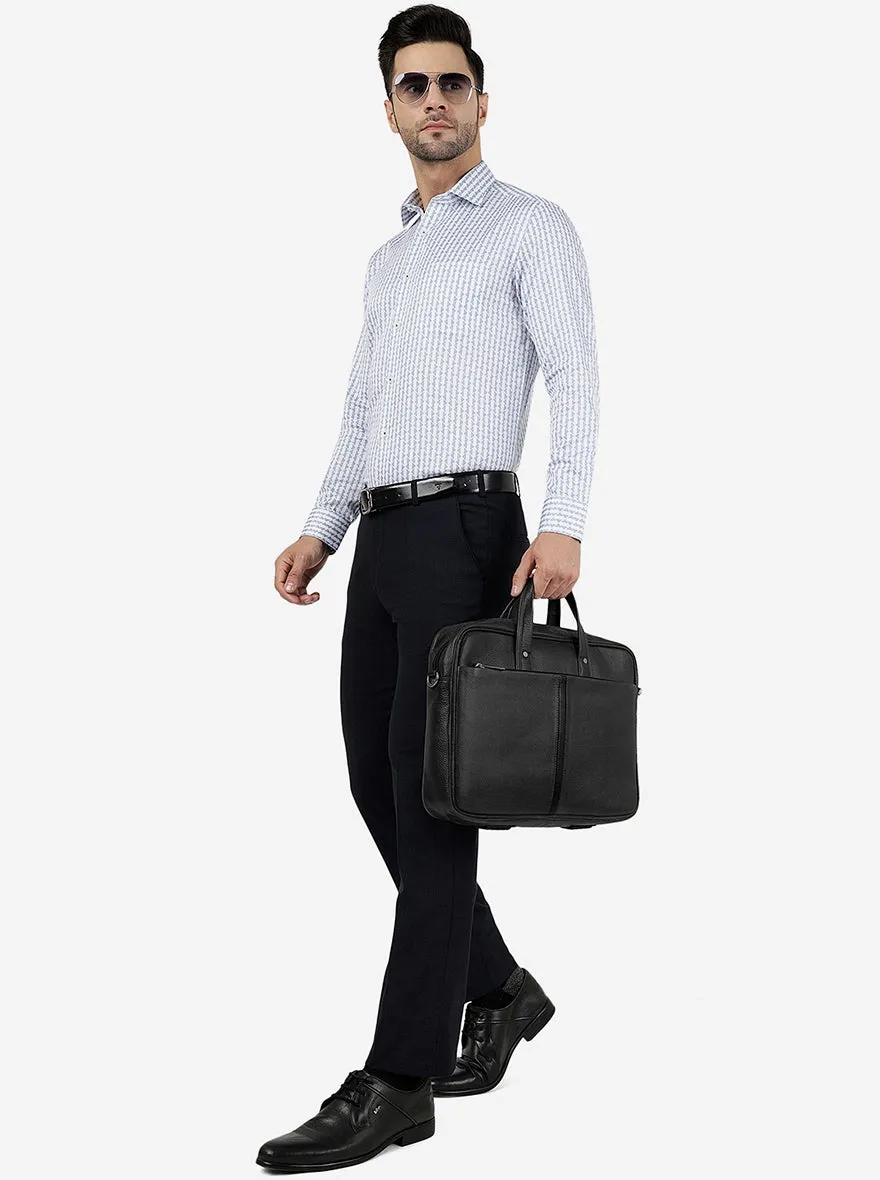 Navy Blue Solid Slim Fit Formal Trouser | JB Studio