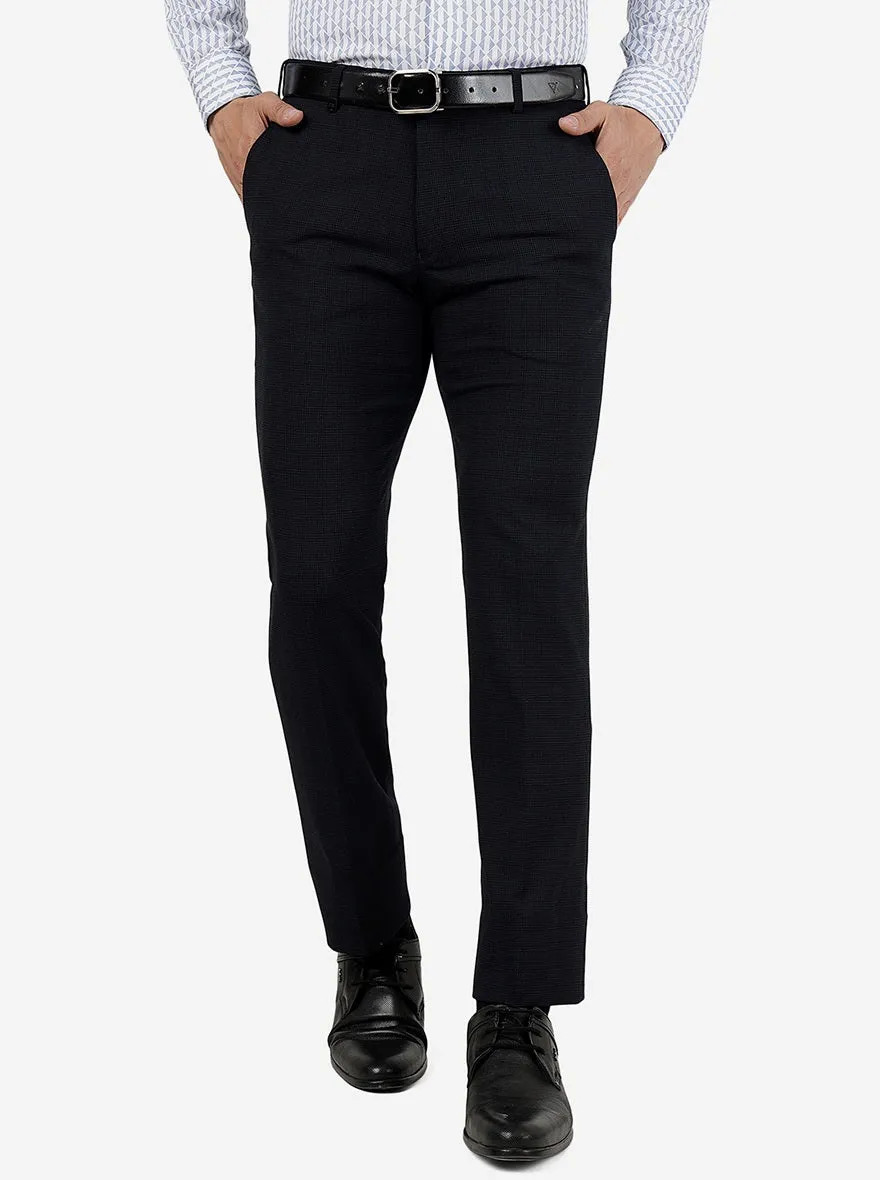 Navy Blue Solid Slim Fit Formal Trouser | JB Studio