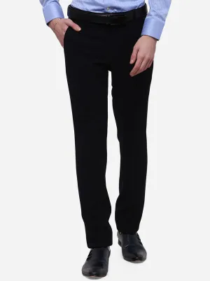 Navy Blue Solid Slim Fit Formal Trouser | JB Studio