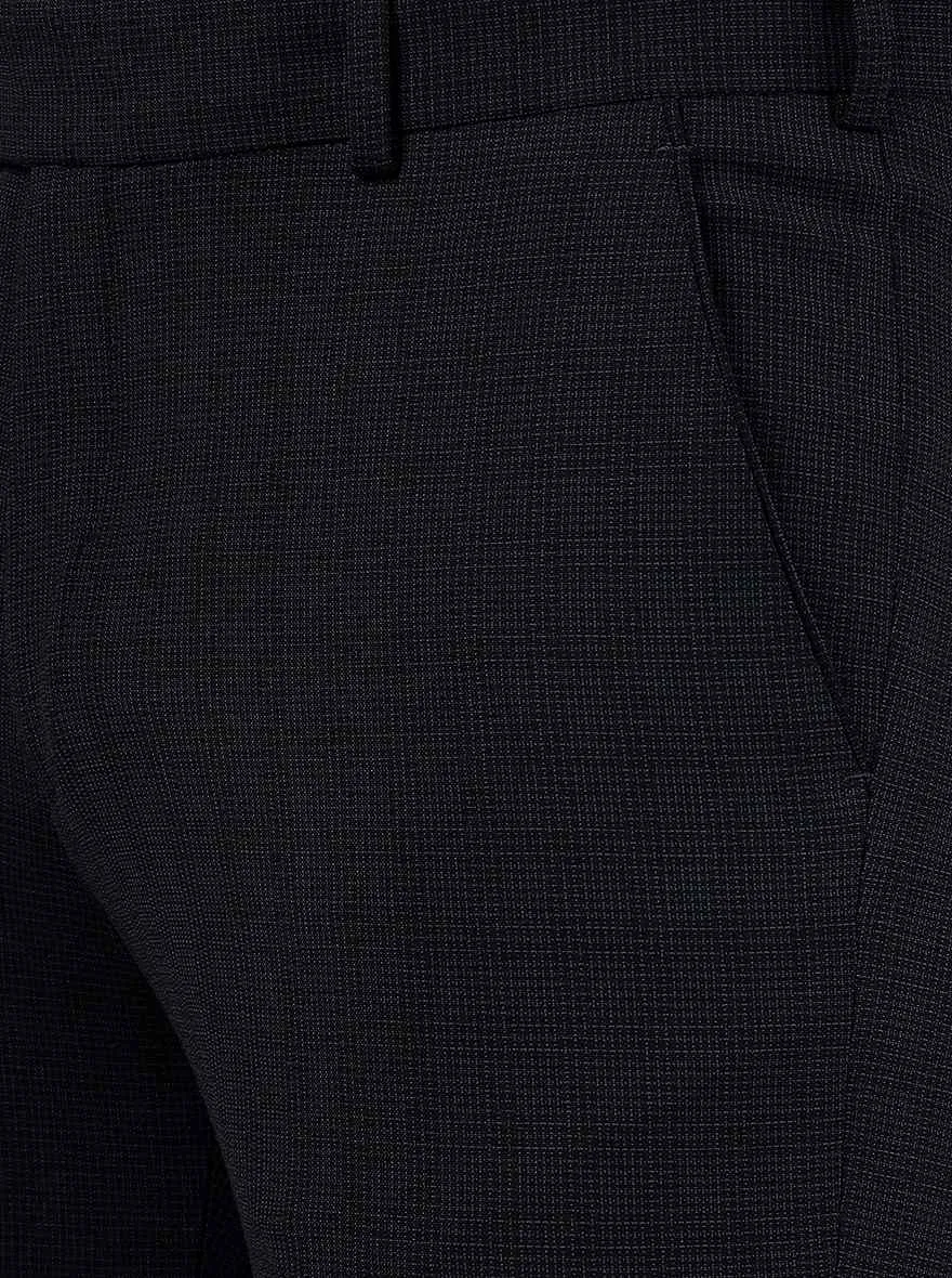 Navy Blue Solid Slim Fit Formal Trouser | JB Studio