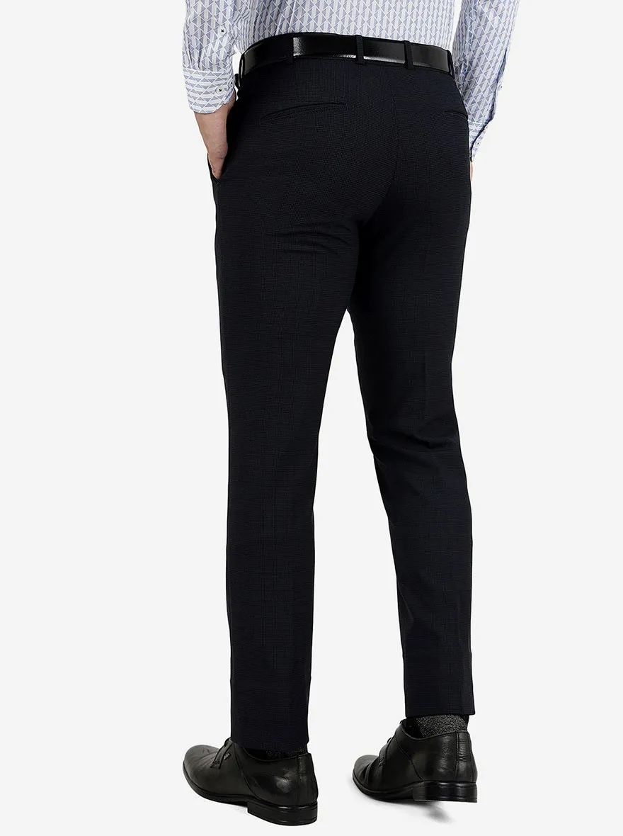 Navy Blue Solid Slim Fit Formal Trouser | JB Studio