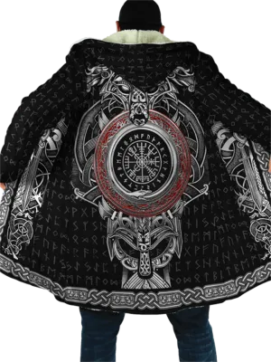 New Fashion Unisex Casual Warm Printed Thick Fleece Hooded Cloak