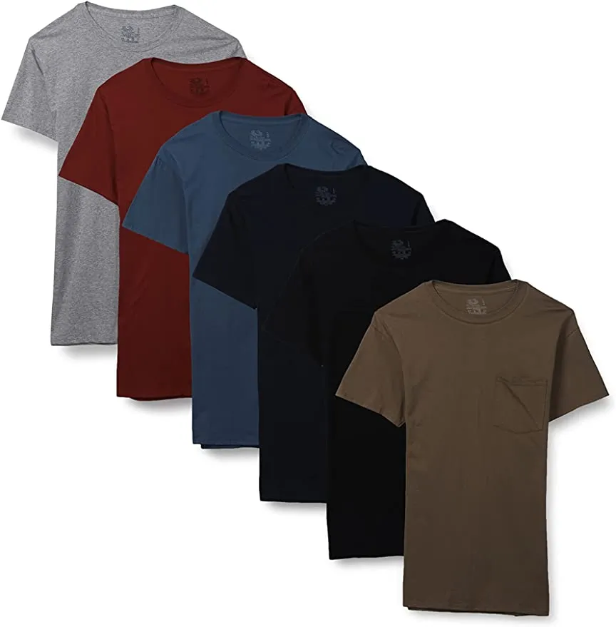 New in package! Fruit of the Loom Mens Short Sleeve Pocket T-Shirts, 6 Pack, Assorted colours, Sz XL!