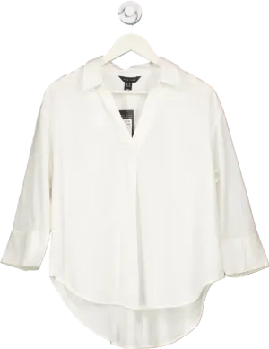 New Look White Overhead Linen Shirt UK 14