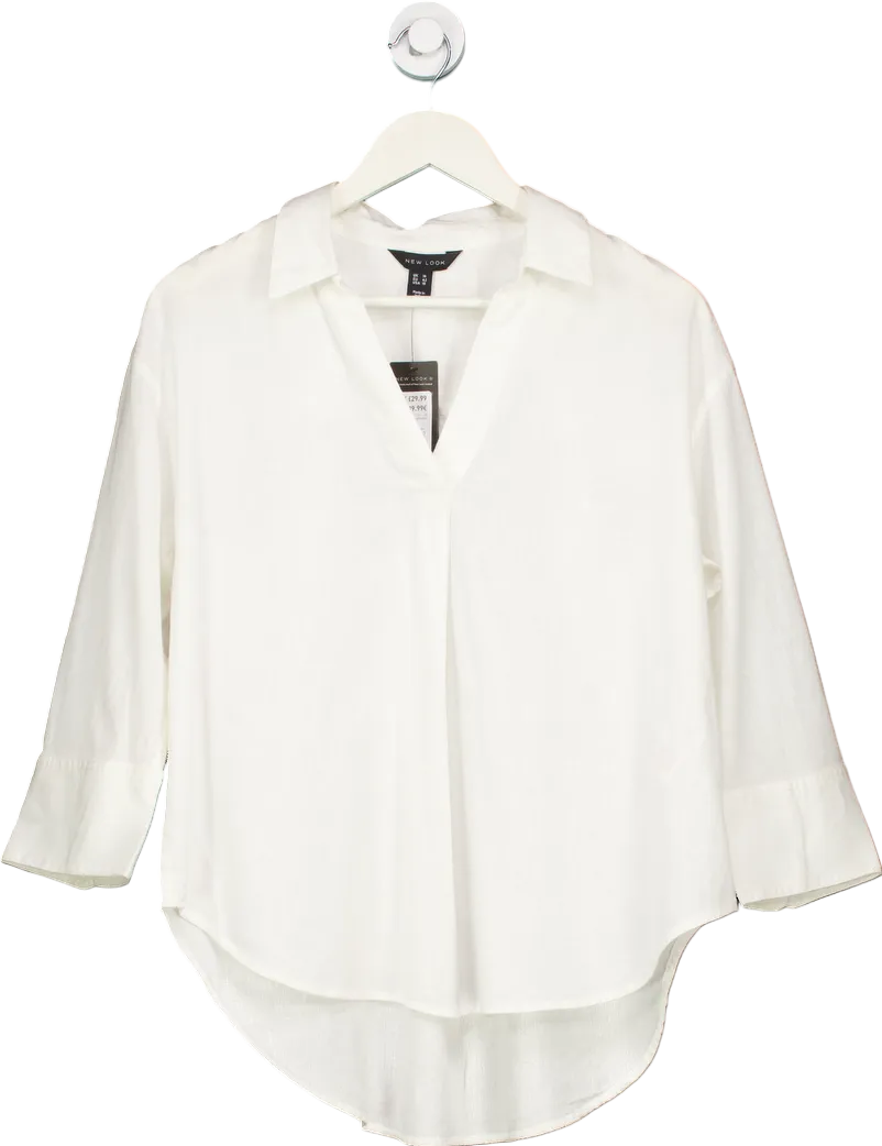 New Look White Overhead Linen Shirt UK 14