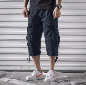 NEW Men's New Cargo Long Walk Shorts Below Knee Casual Pants | 5820, Navy, Sz 38