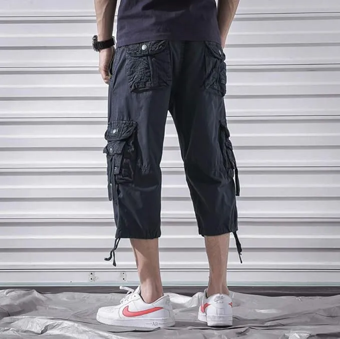 NEW Men's New Cargo Long Walk Shorts Below Knee Casual Pants | 5820, Navy, Sz 38