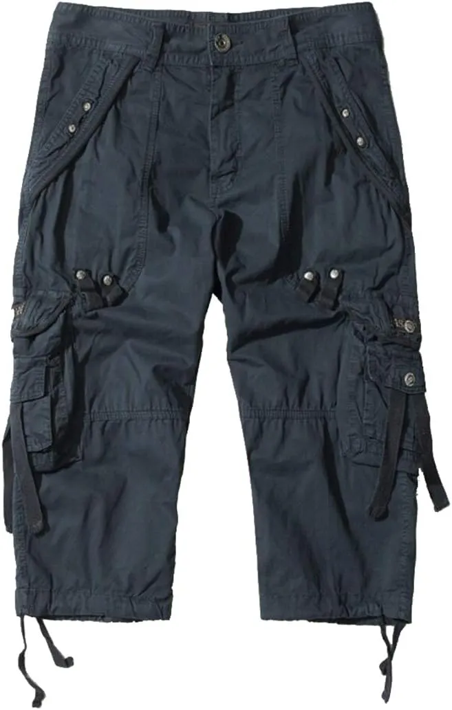 NEW Men's New Cargo Long Walk Shorts Below Knee Casual Pants | 5820, Navy, Sz 38
