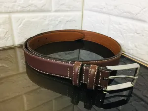 New Nordstrom Men's Shop Genuine Leather Belt in Chili Brown, Sz 34, Retails $90 