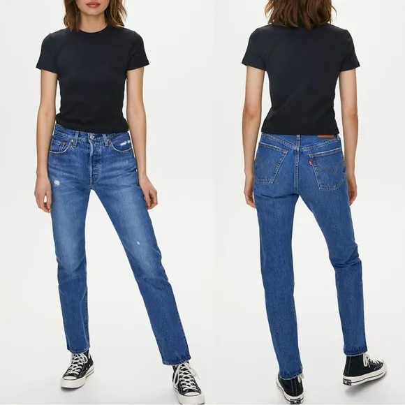 NWT Levi’s 501 Distressed Jeans in Athens Dark W30 X L30