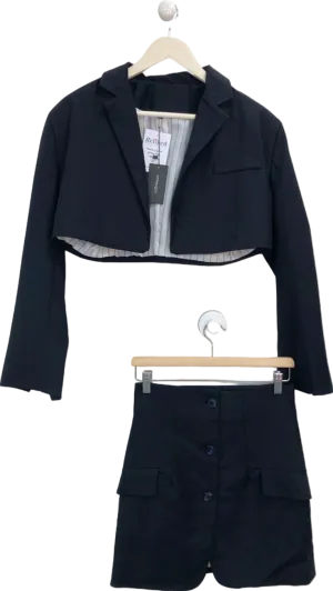 OHHEYGIRL Black Cropped Blazer and Skirt Set UK M