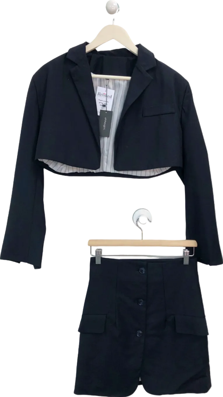 OHHEYGIRL Black Cropped Blazer and Skirt Set UK M