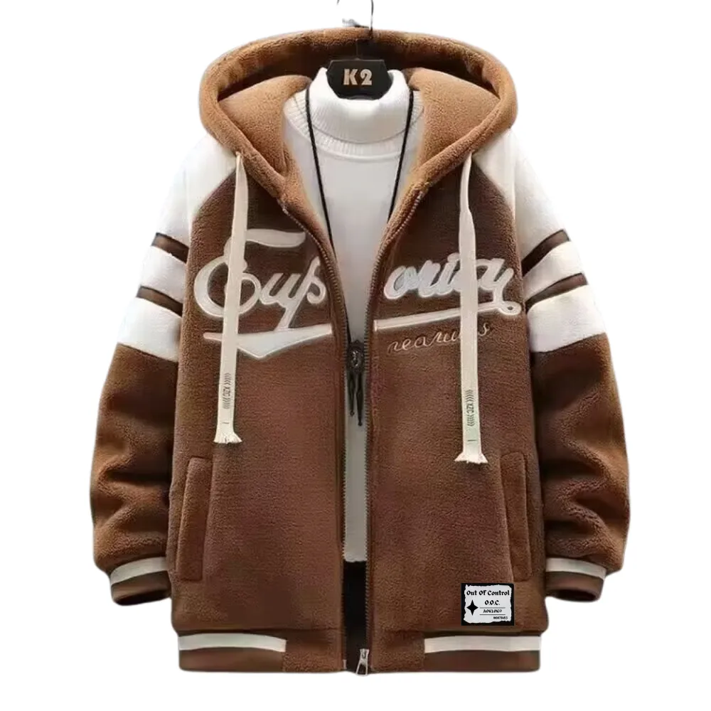 OOC' Casual Vintage Sherpa Hooded Coat